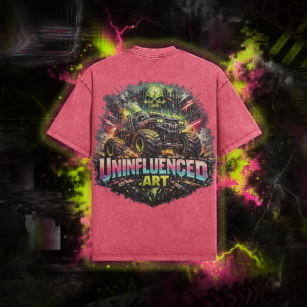 Oversized Snow-Wash T-Shirt in Watermelon Pink, second view